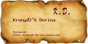 Krsnyák Dorina névjegykártya